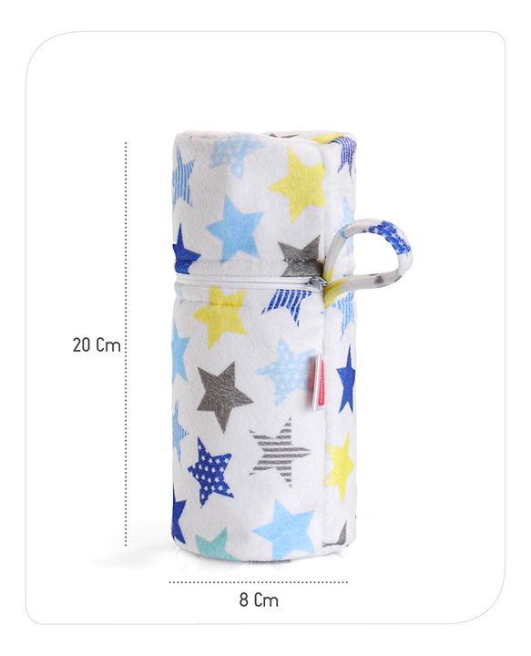 Babyhug Feeding Bottle Cover with Zip Star Print Pink - Fits Upto 280 ml Bottle