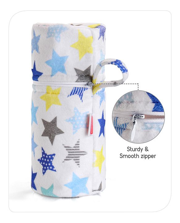 Babyhug Feeding Bottle Cover with Zip Star Print Pink - Fits Upto 280 ml Bottle