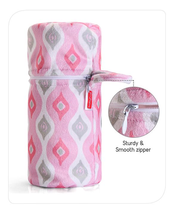 Babyhug Feeding Bottle Cover with Zip Star Print Pink - Fits Upto 280 ml Bottle