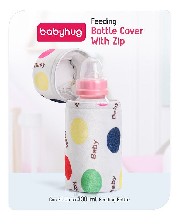 Babyhug Feeding Bottle Cover with Zip Star Print Pink - Fits Upto 280 ml Bottle