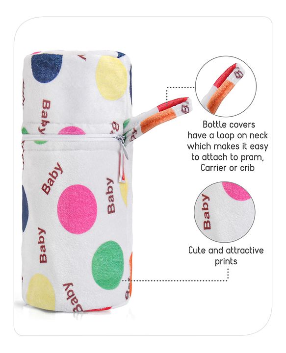 Babyhug Feeding Bottle Cover with Zip Star Print Pink - Fits Upto 280 ml Bottle