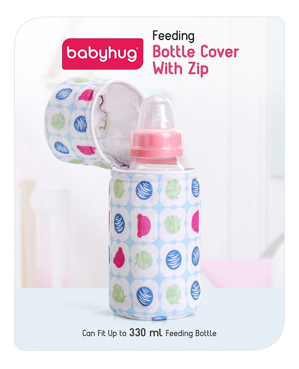 Babyhug Feeding Bottle Cover with Zip Star Print Pink - Fits Upto 280 ml Bottle