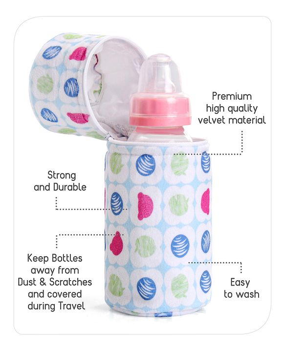 Babyhug Feeding Bottle Cover with Zip Star Print Pink - Fits Upto 280 ml Bottle