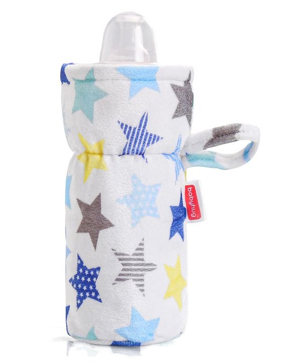 Babyhug Feeding Bottle Cover Star Print Pack of 2 Blue - Fits Upto 200 ml Bottle