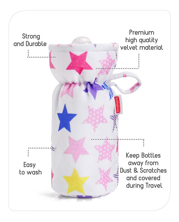 Babyhug Feeding Bottle Cover Star Print Pack of 2 Blue - Fits Upto 200 ml Bottle