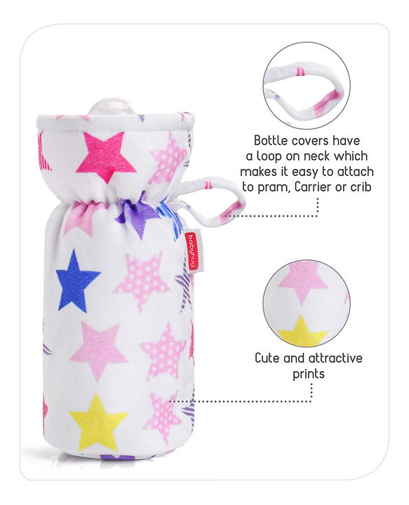 Babyhug Feeding Bottle Cover Star Print Pack of 2 Blue - Fits Upto 200 ml Bottle