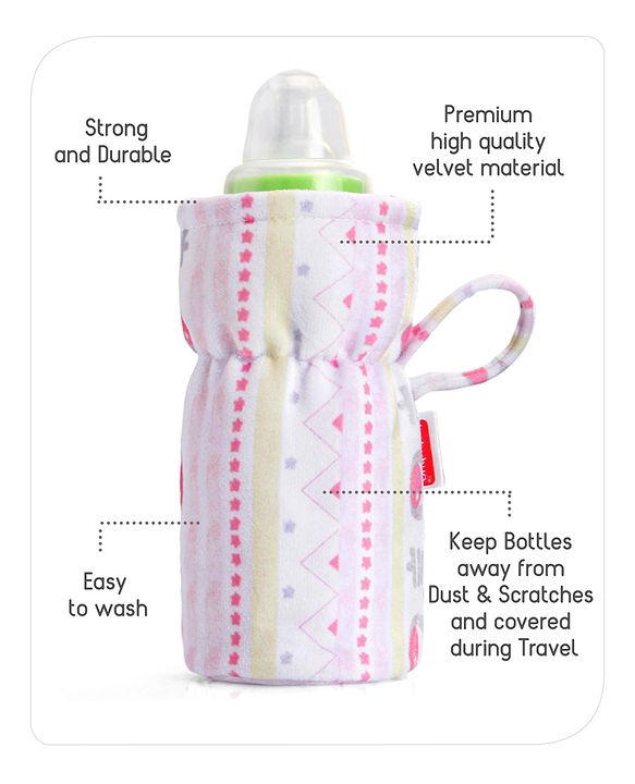 Babyhug Feeding Bottle Cover Star Print Pack of 2 Blue - Fits Upto 200 ml Bottle