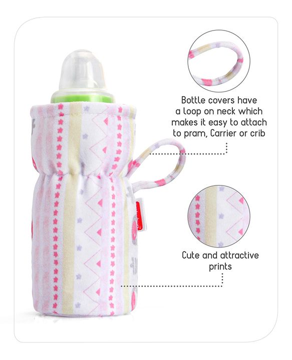 Babyhug Feeding Bottle Cover Star Print Pack of 2 Blue - Fits Upto 200 ml Bottle