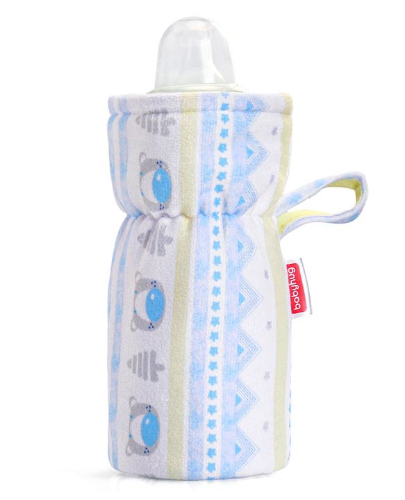 Babyhug Feeding Bottle Cover Star Print Pack of 2 Blue - Fits Upto 200 ml Bottle