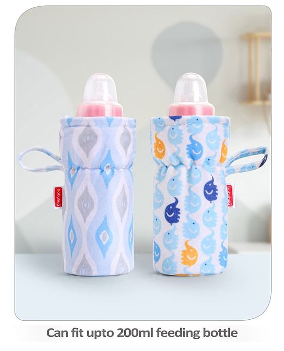 Babyhug Feeding Bottle Cover Star Print Pack of 2 Blue - Fits Upto 200 ml Bottle