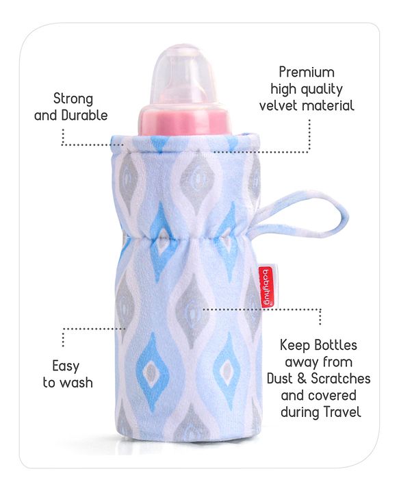 Babyhug Feeding Bottle Cover Star Print Pack of 2 Blue - Fits Upto 200 ml Bottle