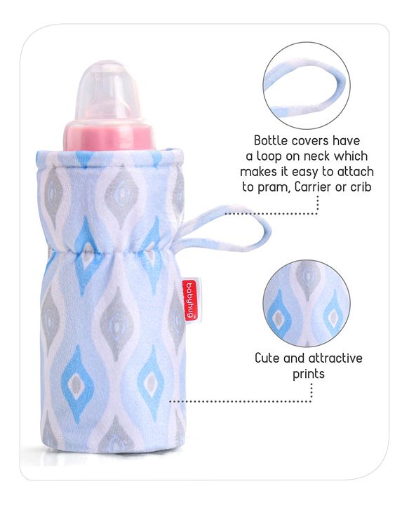 Babyhug Feeding Bottle Cover Star Print Pack of 2 Blue - Fits Upto 200 ml Bottle