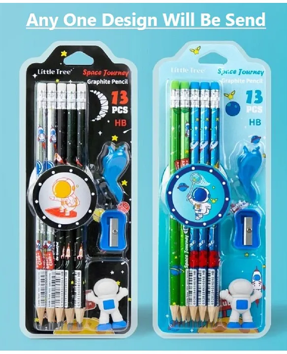 OPINA Space Pencil Set with Sharpener Erasers and Pencil Cap