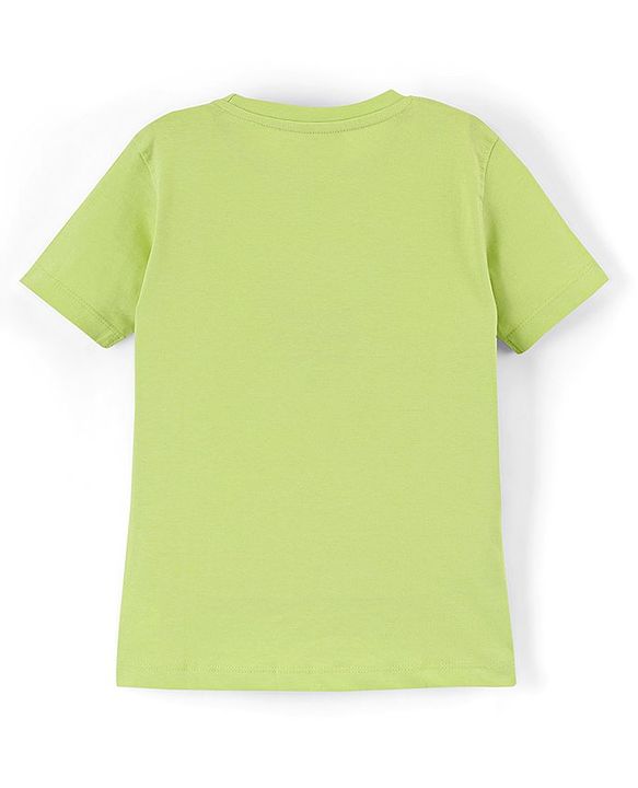 Pine Kids 100% Cotton Half Sleeves Bio Washed T-Shirt Text Print - Green