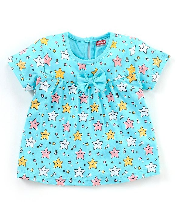 Babyhug Cotton Half Sleeves Night Suit Stars Print - Mint