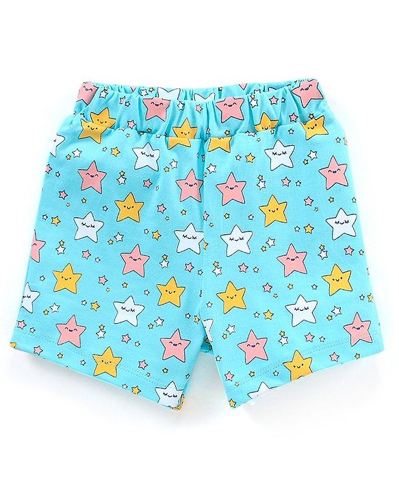 Babyhug Cotton Half Sleeves Night Suit Stars Print - Mint
