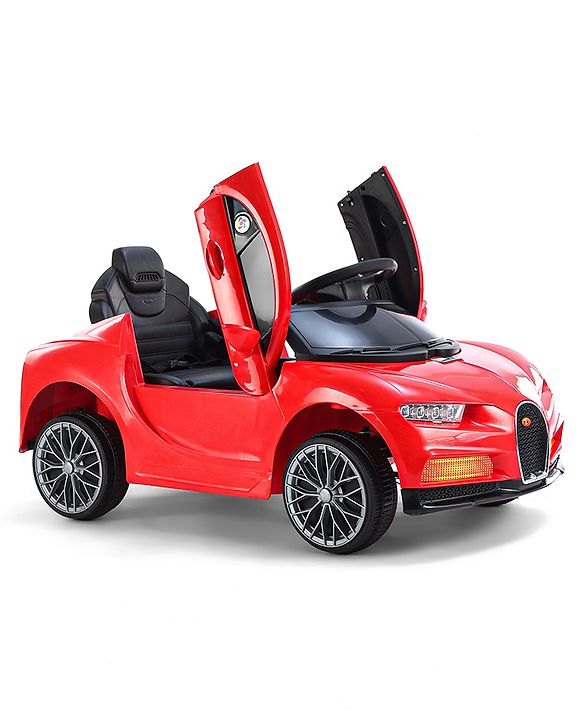 Babyhug Battery Operated Small Ride on Car with Scissor Doors Music & Light  Red| Openable Wing Doors| Wide Comfortable Seat| Pre-loaded Music with USB & AUX| Easy to Assemble| Easy to Operate| Forward & Reverse Drive| Rechargeable Battery