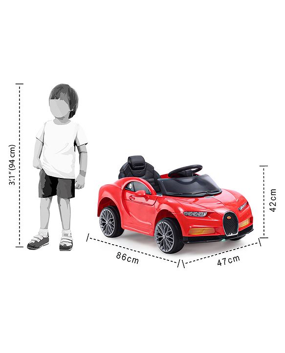 Babyhug Battery Operated Small Ride on Car with Scissor Doors Music & Light  Red| Openable Wing Doors| Wide Comfortable Seat| Pre-loaded Music with USB & AUX| Easy to Assemble| Easy to Operate| Forward & Reverse Drive| Rechargeable Battery