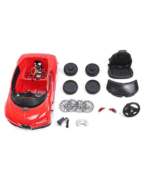Babyhug Battery Operated Small Ride on Car with Scissor Doors Music & Light  Red| Openable Wing Doors| Wide Comfortable Seat| Pre-loaded Music with USB & AUX| Easy to Assemble| Easy to Operate| Forward & Reverse Drive| Rechargeable Battery