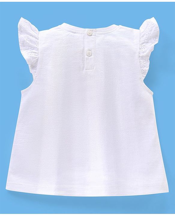 Babyhug 100% Cotton Half Sleeves Top Paw Patrol Print and Schiffli Frill Detailing - Multicolour