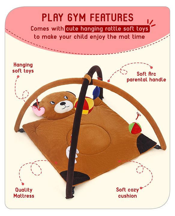 Babyhug Deluxe Twist & Fold Play Gym | Foldable Activity Gym with 5 Detachable Toys | Portable & Travel-Friendly | Stimulates Baby's Senses & Motor Skills | BIS Certified