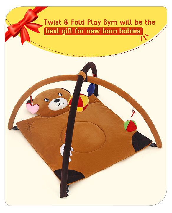 Babyhug Deluxe Twist & Fold Play Gym | Foldable Activity Gym with 5 Detachable Toys | Portable & Travel-Friendly | Stimulates Baby's Senses & Motor Skills | BIS Certified