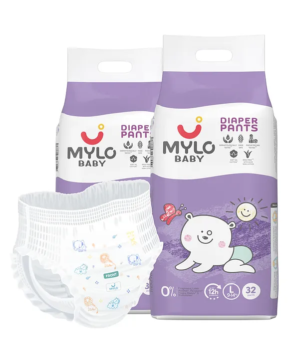 Mylo Baby Diaper Pants Large L Size 914 kgs with ADL Technology 64 Count 12  Hours Protection Online in India, Buy at Best Price from Firstcry.com -  13051305