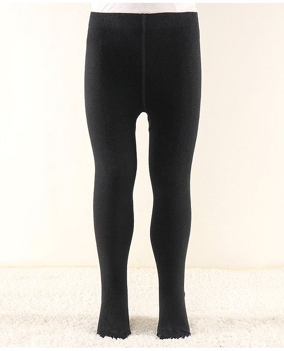 Cutewalk by Babyhug Anti Bacterial Solid Color Footed Tights - Black