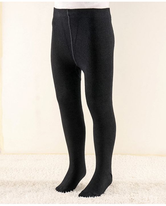 Cutewalk by Babyhug Anti Bacterial Solid Color Footed Tights - Black