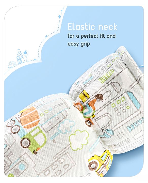 Babyhug 100% Cotton Premium Feeding Bottle Cover with Sherpa Lining Vehicle Print - Fits Upto 200 ml Bottle