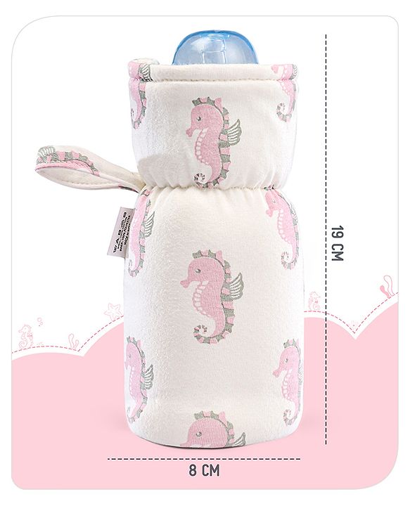 Babyhug 100% Cotton Premium Feeding Bottle Cover with Sherpa Lining Vehicle Print - Fits Upto 200 ml Bottle