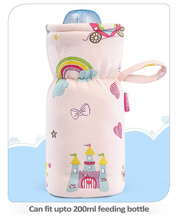 Babyhug 100% Cotton Premium Feeding Bottle Cover with Sherpa Lining Vehicle Print - Fits Upto 200 ml Bottle