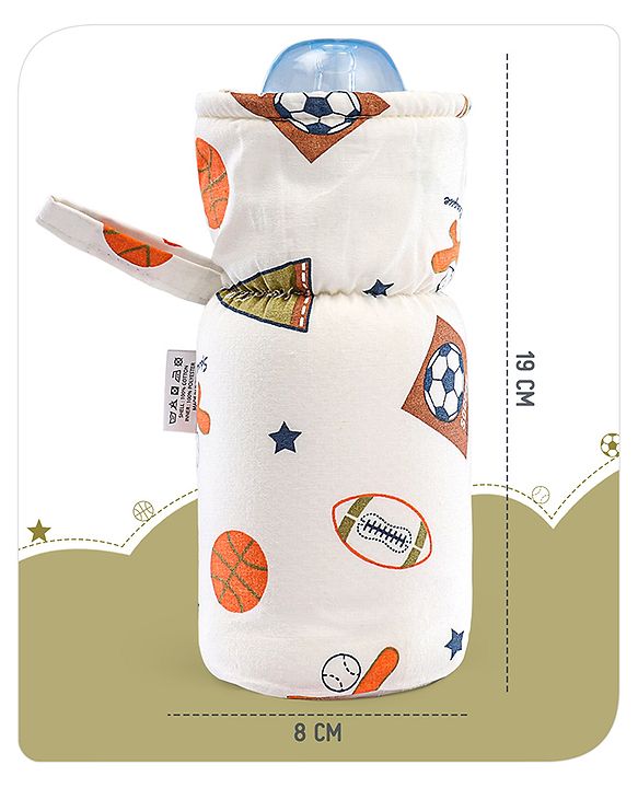 Babyhug 100% Cotton Premium Feeding Bottle Cover with Sherpa Lining Vehicle Print - Fits Upto 200 ml Bottle