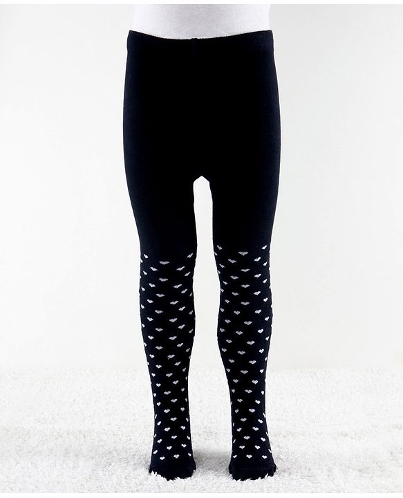 Cute Walk by Babyhug Antibacterial Heart Print Footed Tights - Navy