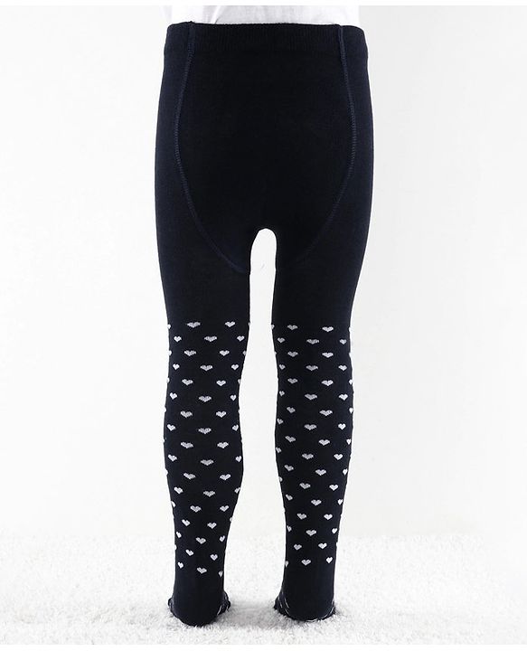 Cute Walk by Babyhug Antibacterial Heart Print Footed Tights - Navy