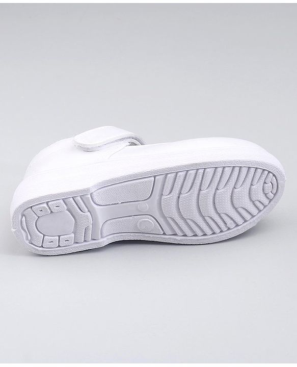 Pine Kids Solid School Shoes with Velcro Closure - White