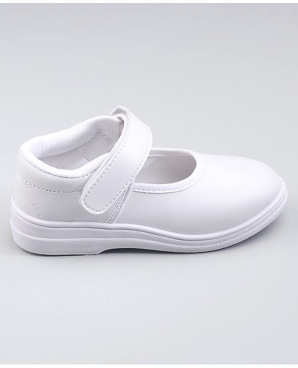 Pine Kids Solid School Shoes with Velcro Closure - White