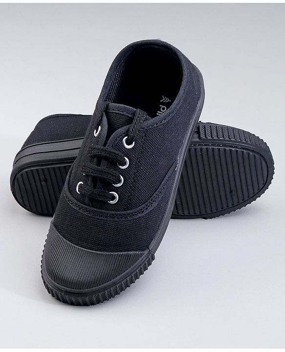 Pine Kids Lace Ups School Shoes - Black