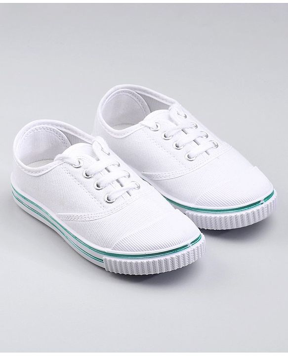 Pine Kids Solid Lace Up School Shoes - White