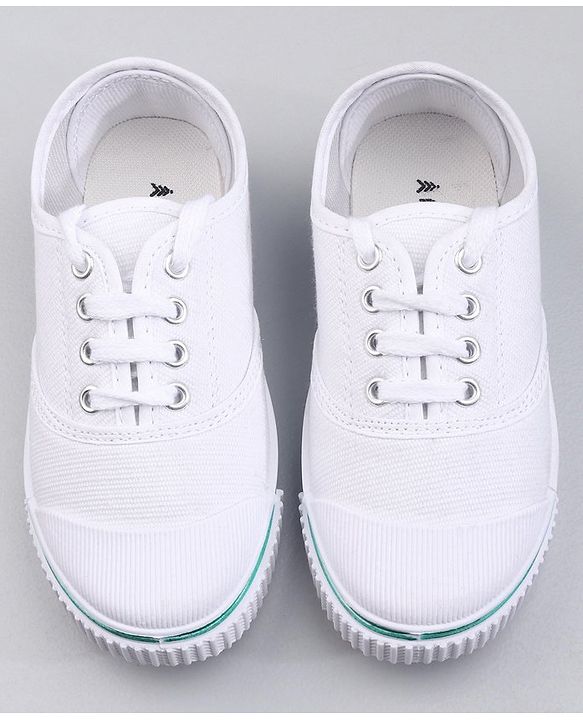 Pine Kids Solid Lace Up School Shoes - White