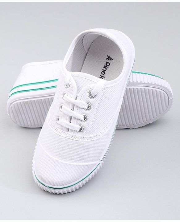 Pine Kids Solid Lace Up School Shoes - White