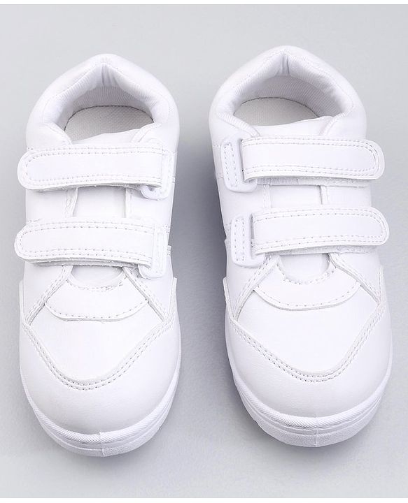 Pine Kids School Shoes With Velcro Closure Solid- White