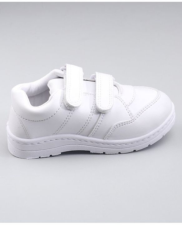 Pine Kids School Shoes With Velcro Closure Solid- White