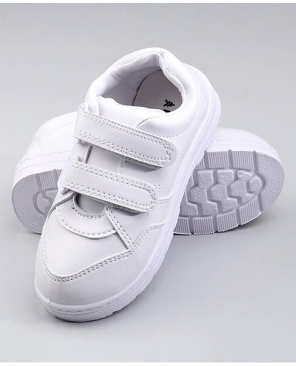 Pine Kids School Shoes With Velcro Closure Solid- White