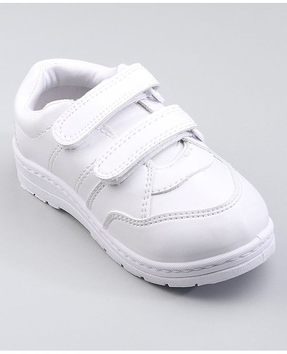Pine Kids School Shoes With Velcro Closure Solid- White