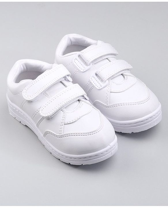Pine Kids School Shoes With Velcro Closure Solid- White