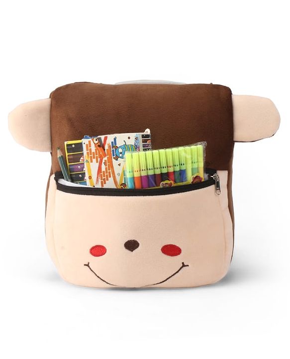 Babyhug Monkey Faced Soft Toy Bag  Multicolour - 13 Inches