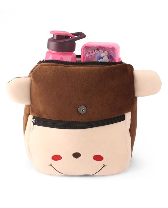 Babyhug Monkey Faced Soft Toy Bag  Multicolour - 13 Inches