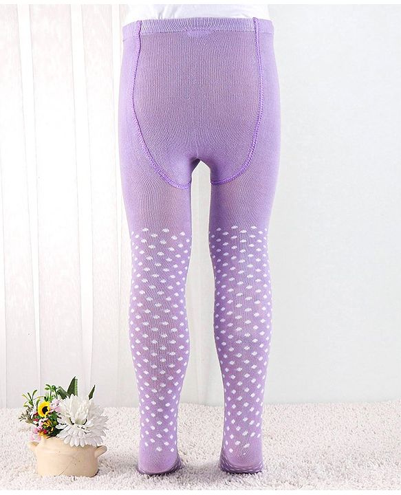Cutewalk by Babyhug Anti Bacterial Footed Tights Polka Dots Design - Lavender