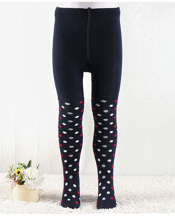 Cutewalk by Babyhug Anti Bacterial Footed Tights Polka Dots Design - Navy
